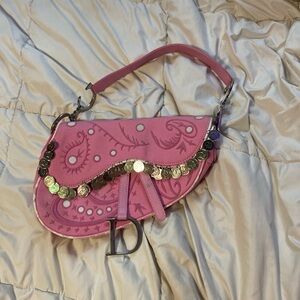 vintage dead stock Cristian Dior pink saddlebag